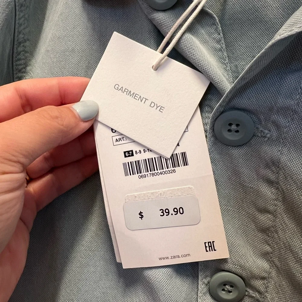 Zara green blue gray chore coat jacket 6-7 years - Picture 2 of 4